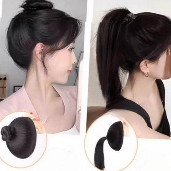 볼륨 가발 포니테일 여성 가발 똥머리 당고머리 - 상품 이미지