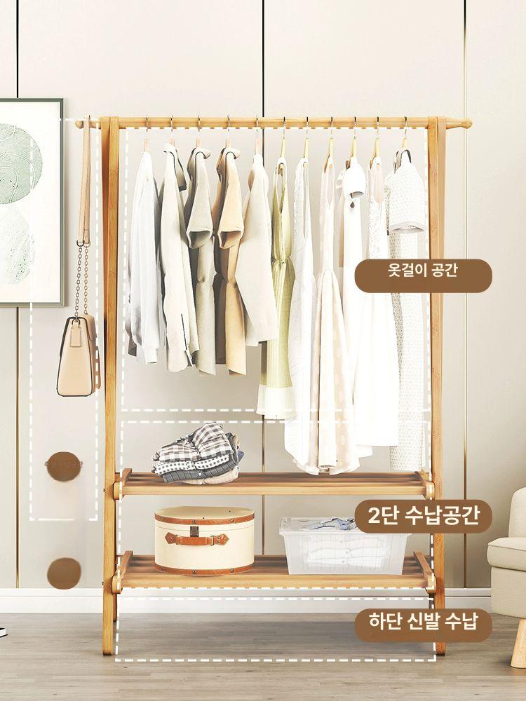 원목 행거 스탠드 옷걸이 원룸 자취방 옷가게 이동식 행거 - 상세 이미지 3