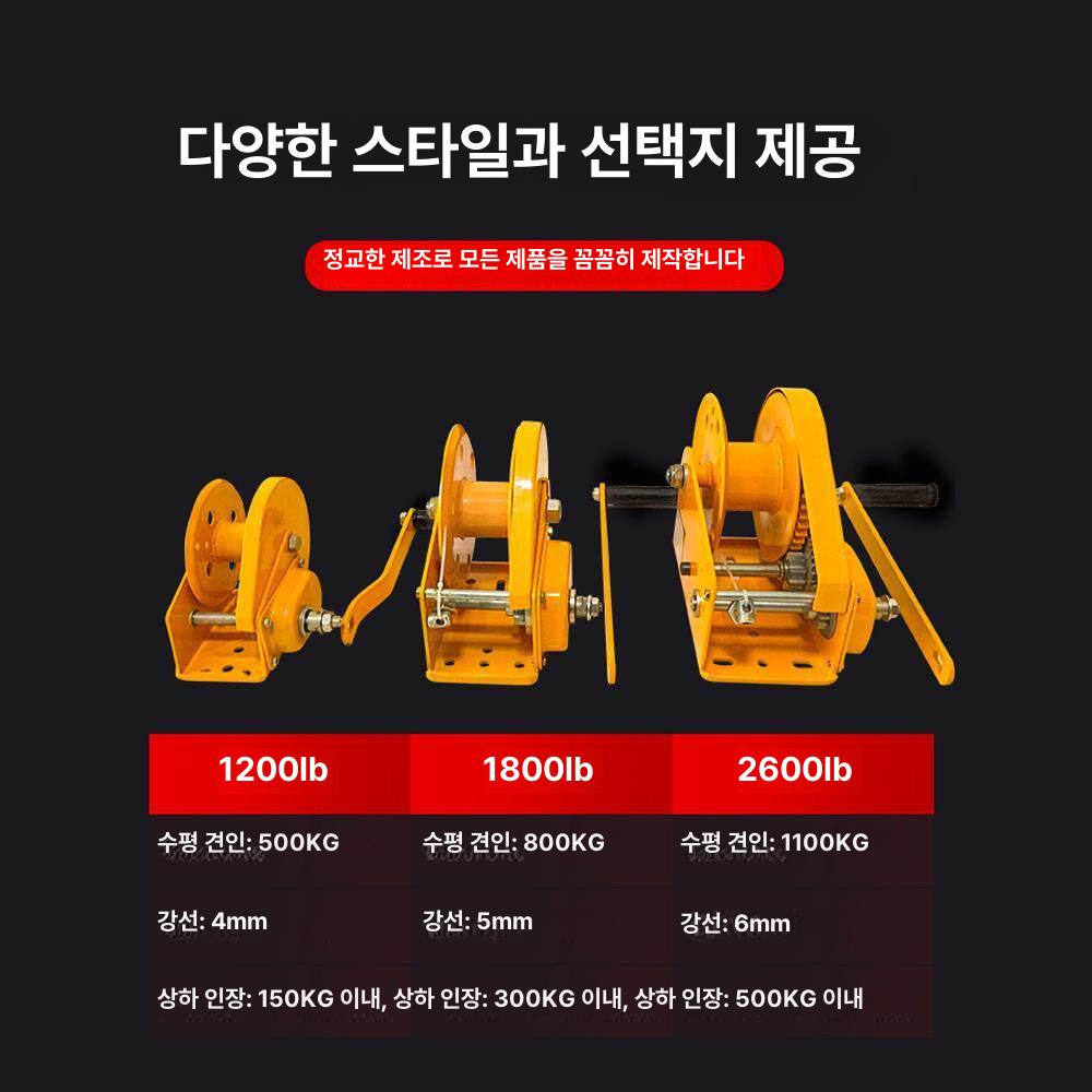 핸드크레인 스테인레스 핸드윈치 와이어 소형 수동 양방향 기중기 잠금 스테인리스 자동 - 상세 이미지 3
