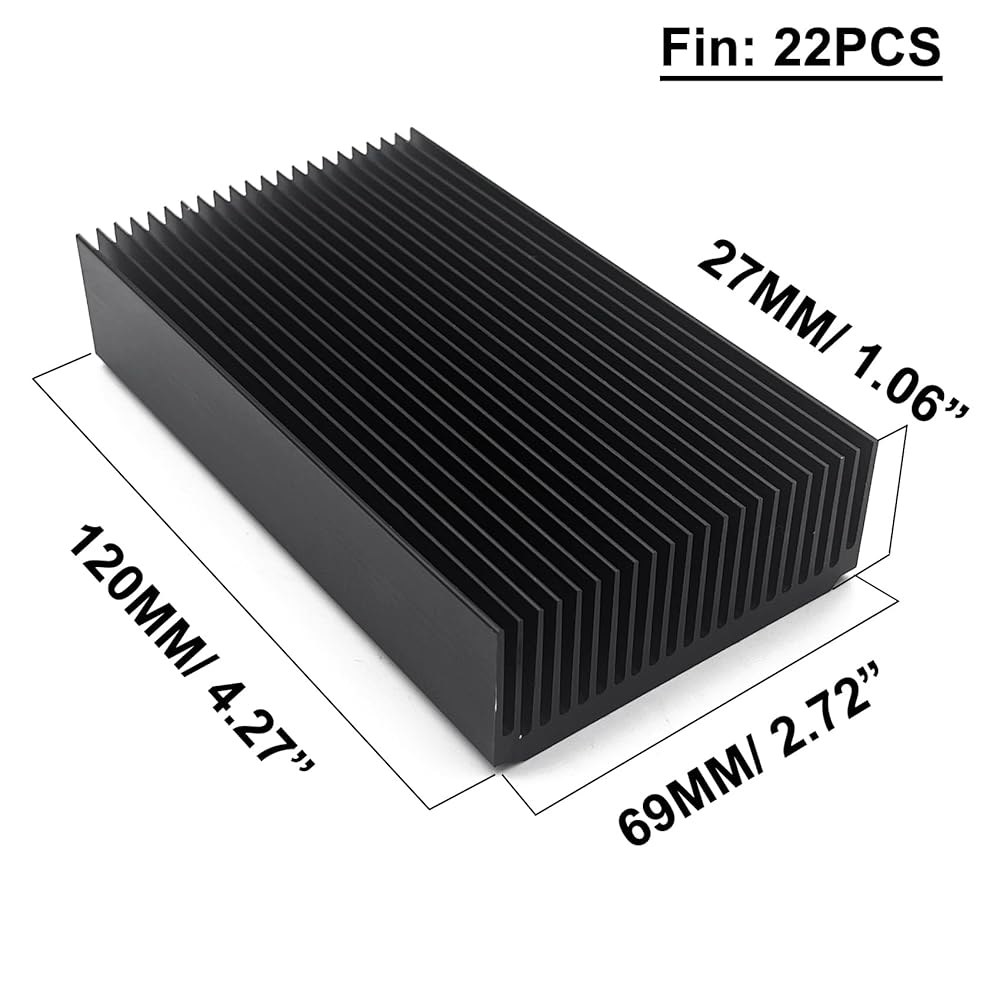 대형 알루미늄 방열판 4.72 x2.72 x1.06 인치 /120x69x27mm 냉각 블랙 산화물 라디에이터 22 핀 120mm 컴퓨터 LED 칩 전력 충전기 라우터 증폭기 PCB - 상세 이미지 2