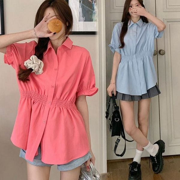 루즈핏 여성 카라 블라우스 데일리 여성 플레어 셔츠 - 상품 이미지