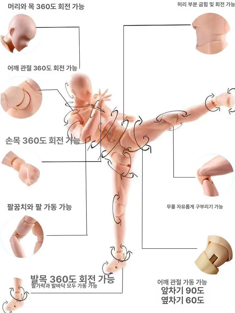 인체모형 드로잉 관절 스케치 피규어 - 상세 이미지 4