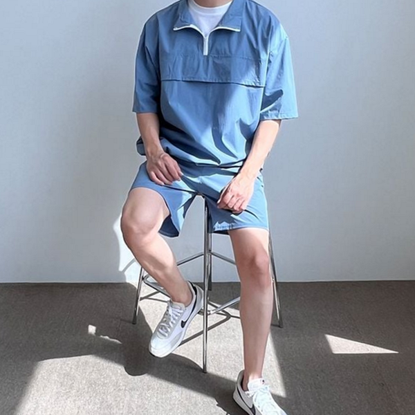 데일리 반팔 반바지 오버핏 아노락 트레이닝 남성 여름 - 상품 이미지