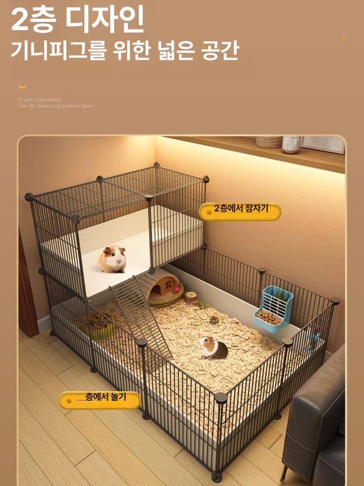 햄스터대형케이지 햄스터케이지 기니피그 친칠라 둥지 놀이터 아크릴 우드 철제 리빙박스 대형 - 상세 이미지 4