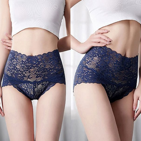 이너웨어 여성 레이스 팬티 무봉제 여성 하이 웨스트 팬티 망사 - 상품 이미지