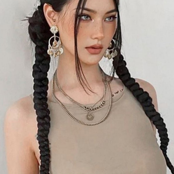 핸드메이드 롱 댕기머리 웨이브 롱 땋은 포니테일 데일리 간편 가발 - 상품 이미지