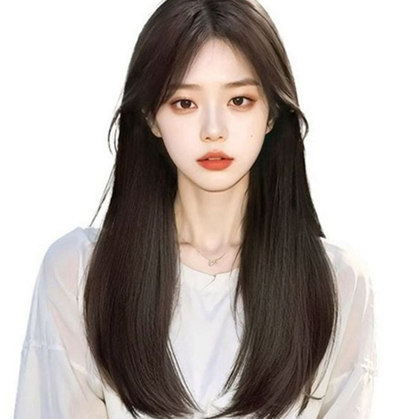 인모 여성 부분 가발 앞머리 정수리 볼륨 - 상품 이미지
