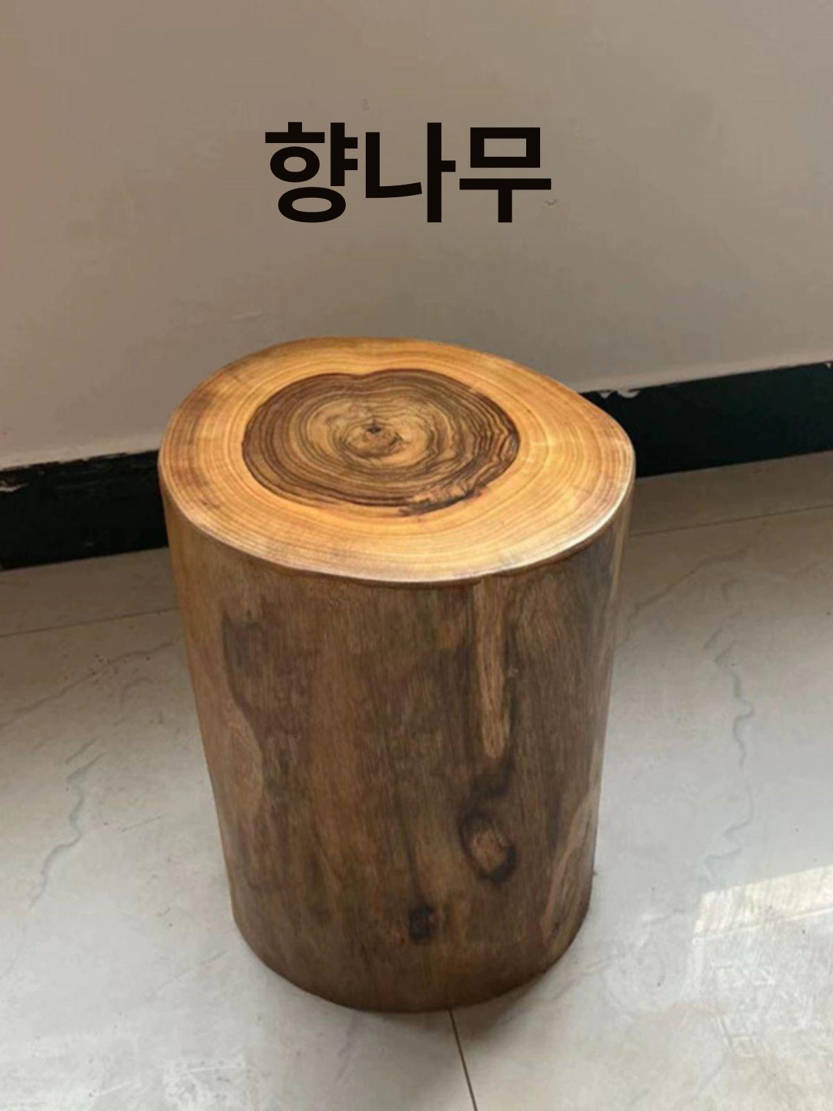 카페 스툴 원목 통나무 인테리어 디자인 의자 보조 빈티지 원형 낮은 우드 테이블 나무 - 상세 이미지 2