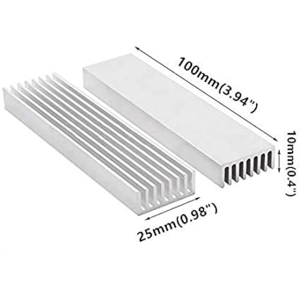 실버 톤 알루미늄 방열판 냉각기 라디에이터 냉각 100mm x 25mm 10mm 모듈 냉각기(4팩) - 상세 이미지 2