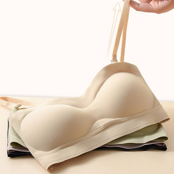 볼륨 노와이어 브라 탑 오프숄더 심리스 브라 탑 데일리 여성 - 상품 이미지