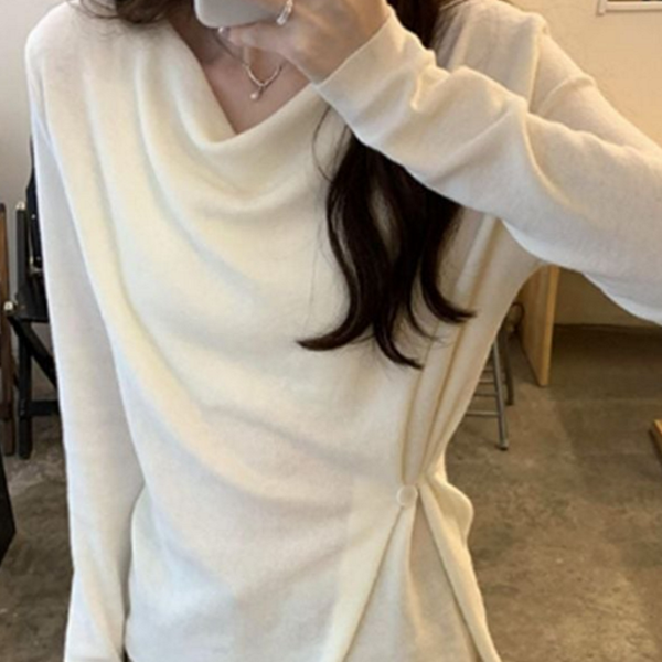 데일리 여성 드레이프 니트 라운드 랩 스타일 - 상품 이미지
