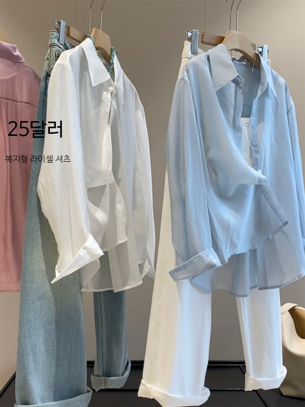 여성 린넨 혼방 반팔 셔츠 여름용 오버핏 구김없는 스타일 캐주얼 남방 - 상품 이미지