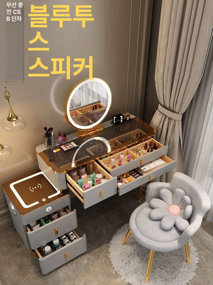 LED 화장대 확장형 고급 콘솔 공주화장대 수납화장대 수납 거울 모던 북유럽 원목 침실 - 상세 이미지 2