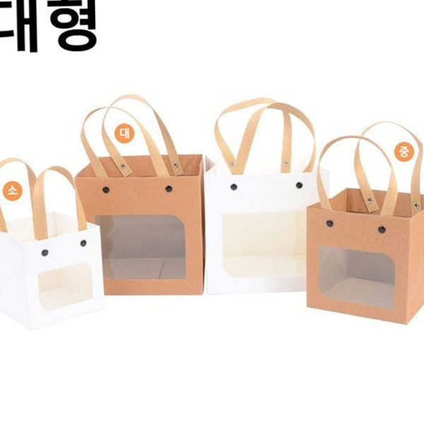 사각 투명 창 선물백 디저트 종이 선물백 답례품 생일 대형 - 상품 이미지