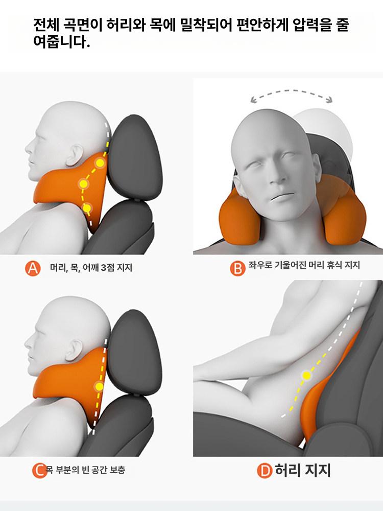 차량용 목쿠션 경추 메모리폼 목베개 인체공학 쿠션 편안한 목 경추보호 여행용 메모리 - 상세 이미지 3