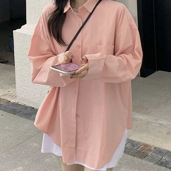박시핏 여성 루즈핏 셔츠 데일리 여성 오버핏 남방 베이직 여름 - 상품 이미지