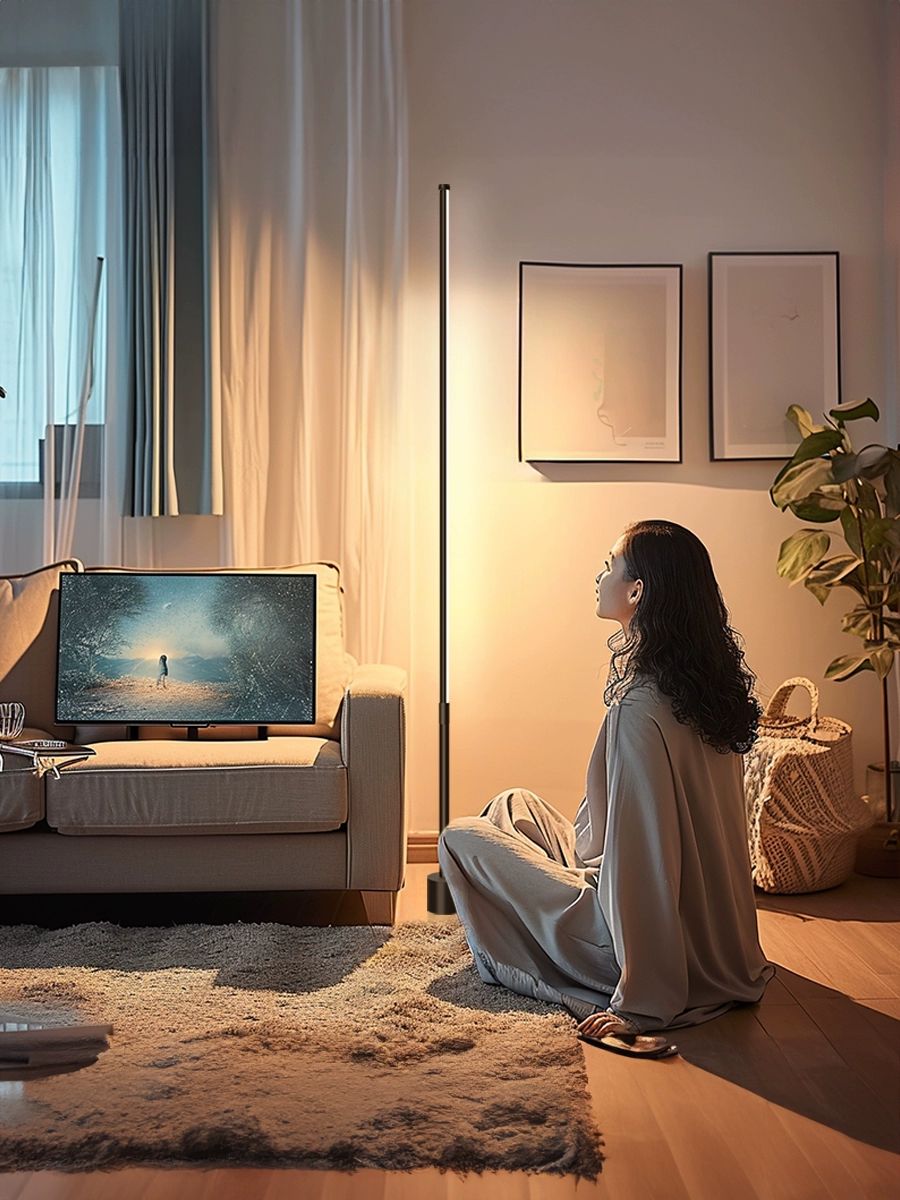 LED 장스탠드 북유럽 조명 플로어 거실등 일자 인테리어 램프 깃털 노르딕 무드등 우드 - 상세 이미지 2