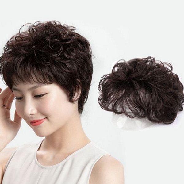 웨이브 여성 부분 가발 커버 정수리 부분 가발 인모 새치 - 상품 이미지