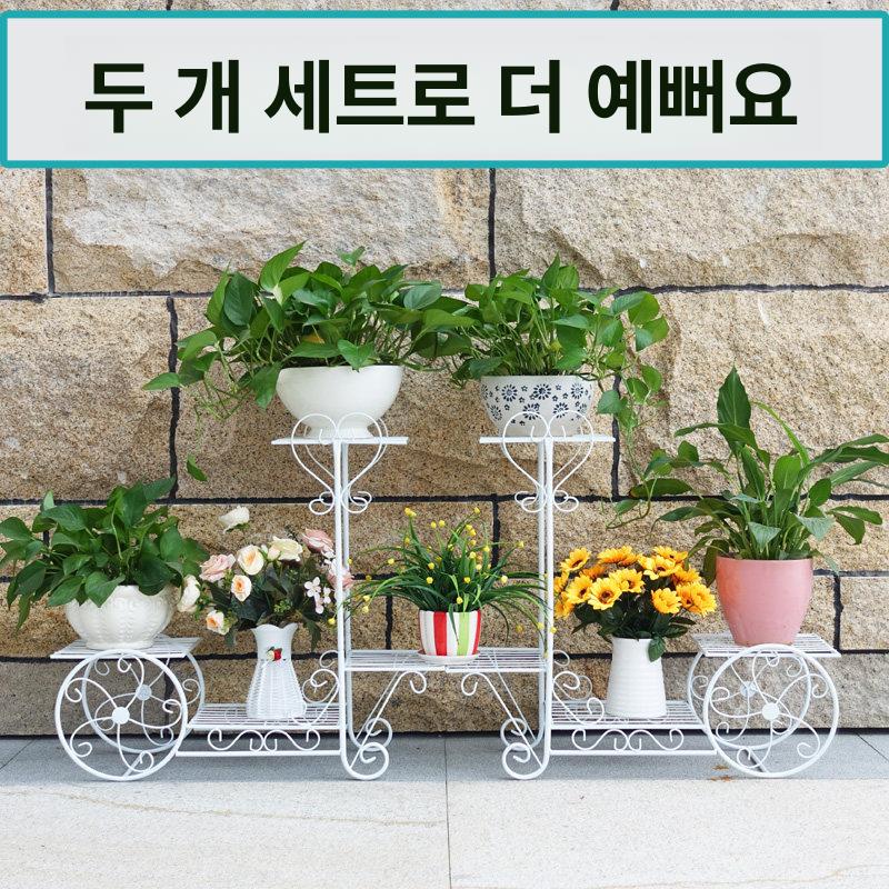 화분 거치대 철제 빈티지 대형 화분대 화분선반 정리대 발코니 꽃마차 야외 정원 디자인 - 상세 이미지 4