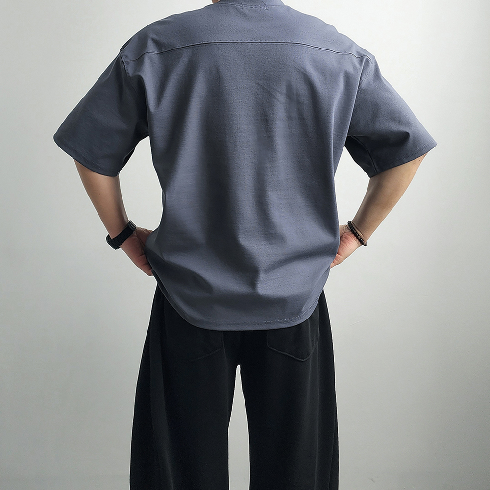 두꺼운반팔티 남자흰티 흰색면티 분또 쿨티셔츠 절개반팔 - 상세 이미지 4