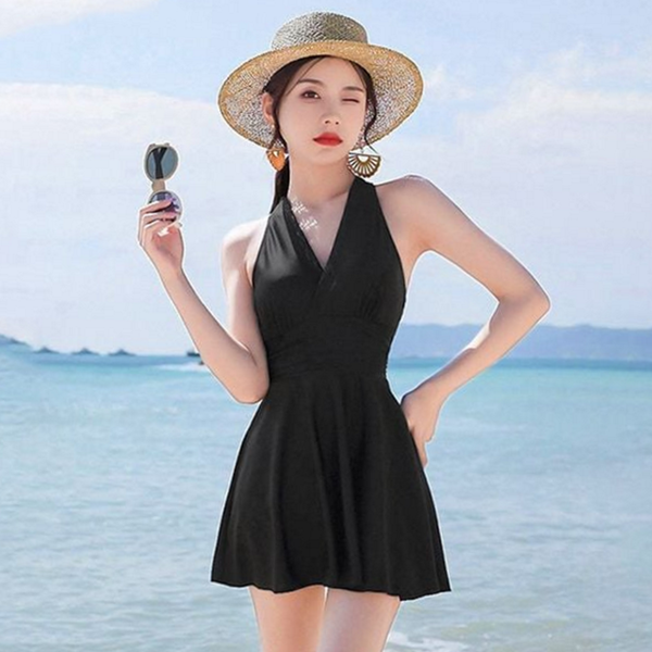 스커트형 여성 원피스 수영복 홀터 홀터넥 수영복 신축성 비치 여름 - 상품 이미지