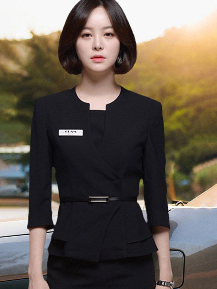 상담 실장 유니폼 에스테틱 프론트 상담실장유니폼 반팔 병원복 미용 가운 - 상세 이미지 2