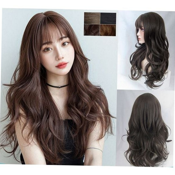 레이어드 통가발 웨이브 여성 긴 머리 자연 가발 헤어 패션 - 상품 이미지