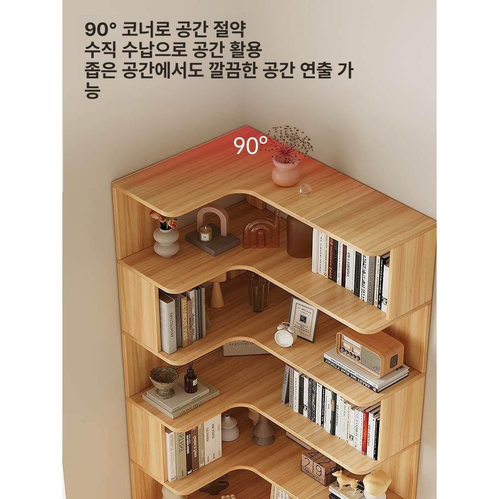 거실 코너책장 ㄱ자 책꽂이 슬림형 북셸프 삼나무 인테리어 책수납 - 상세 이미지 5