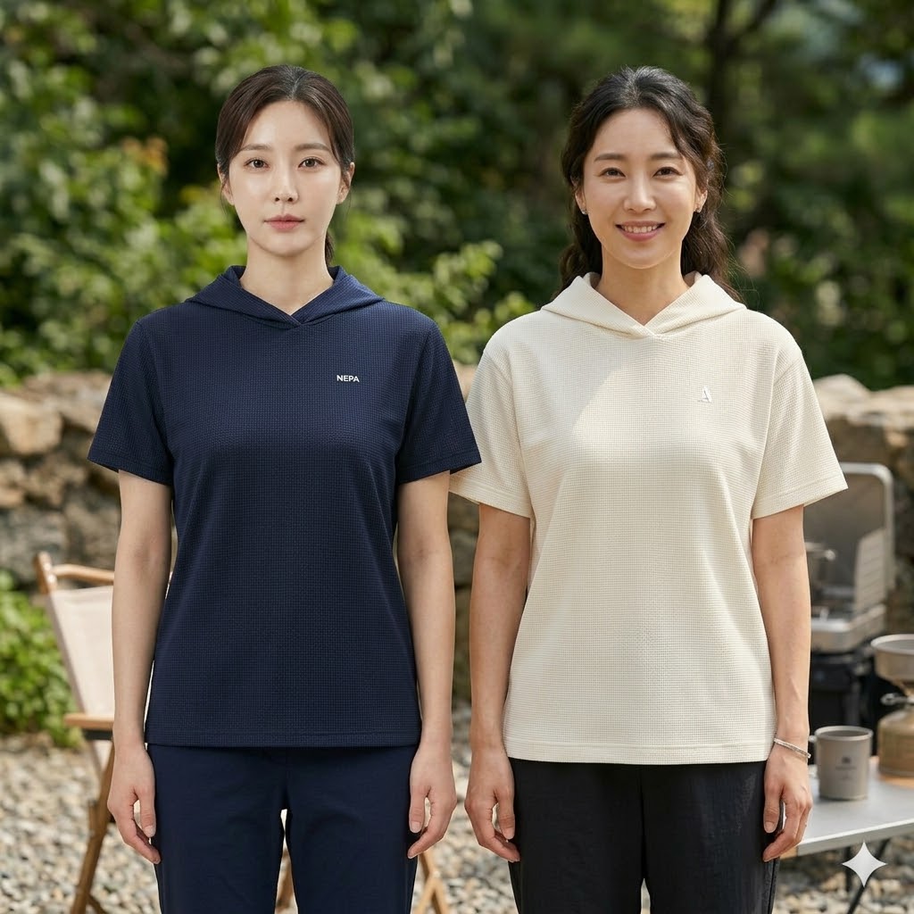 네파 여자 여름 아웃도어 통풍 후드 등산 반팔티셔츠 - 상세 이미지 4