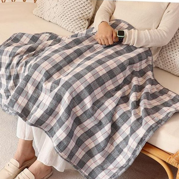 부드러운 체크 담요 도톰한 양면 담요 따뜻한 극세사 휴대용 - 상품 이미지
