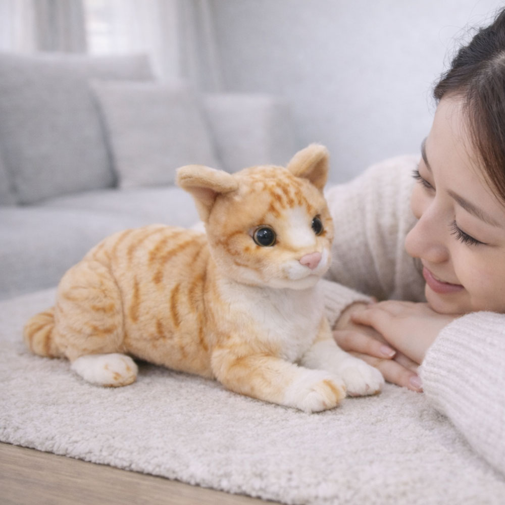 [중고 ] 치즈태비 고양이 인형 줄무늬 봉제인형 리얼 고양이 인테리어 소품 - 상세 이미지 4