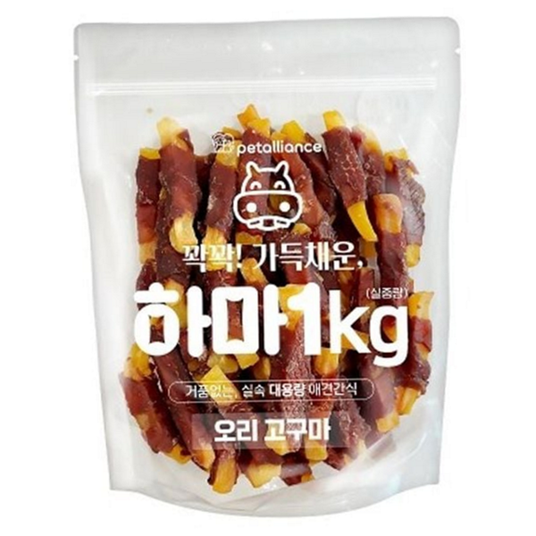 고단백 대용량 강아지 간식 반려동물 오리 고구마 간식 1kg 반려견 - 상품 이미지
