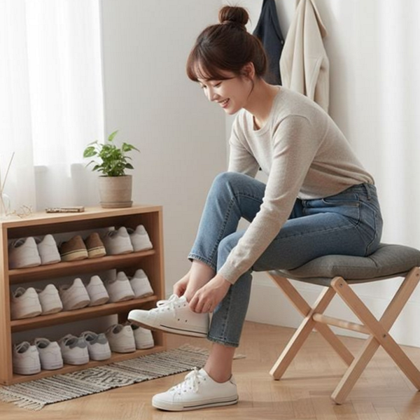 수납 신발장 의자 신발 현관 의자 접이식 휴대용 간편 - 상품 이미지