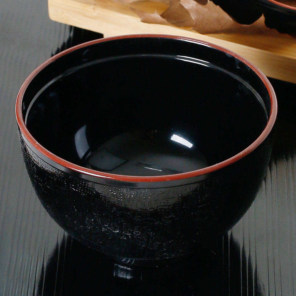 칠기 멜라민 장국 국물 그릇 작은 미니 밥그릇 밥공기 11cm, 흑 공기 - 상세 이미지 2