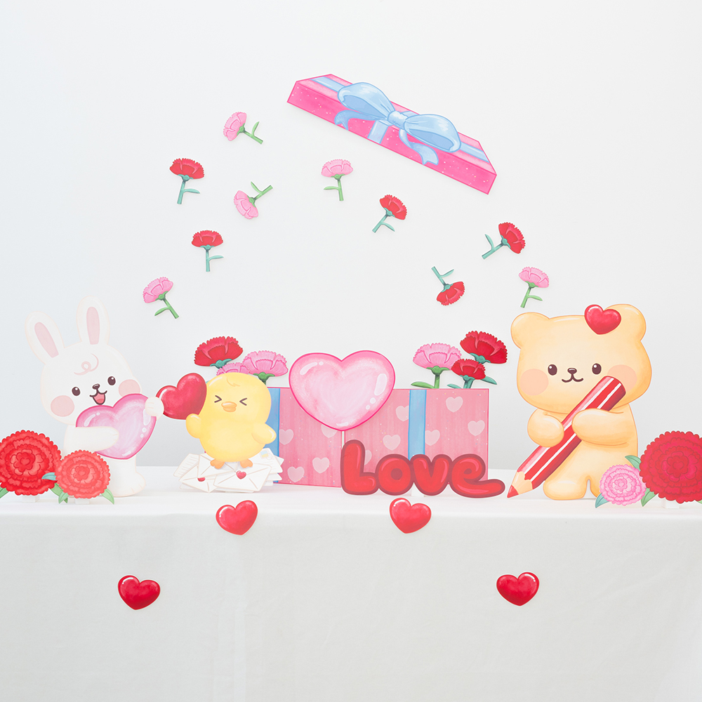 [미소쌤] LOVE 포토존 어린이집 환경구성 환경판 생일파티용품 돌잔치 파티장식 소품세트 - 상품 이미지