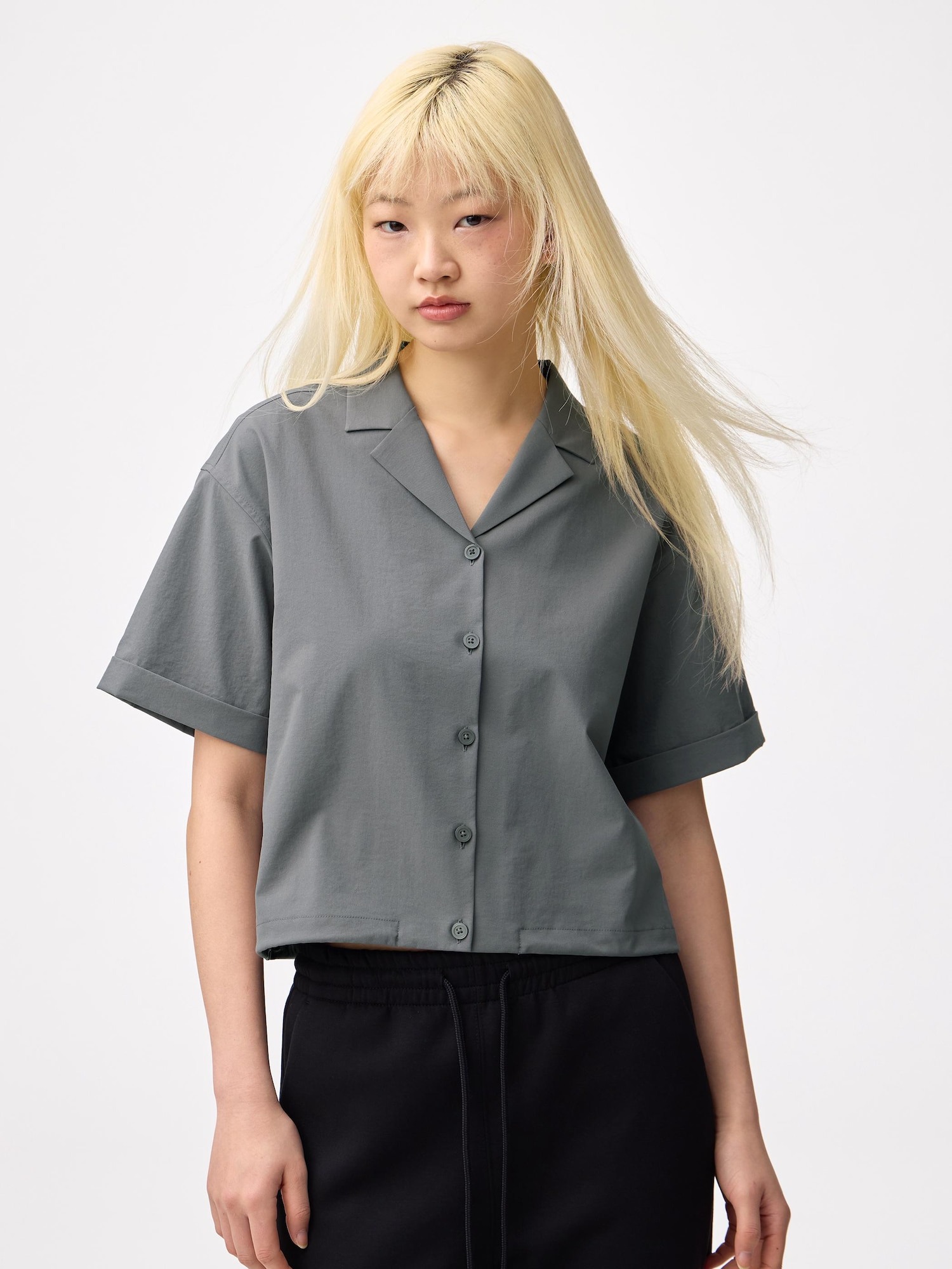 GU 테크 쇼트 반팔 셔츠 [26SS] 오픈 칼라 시원한 봄 여름 가벼운 이미지 8