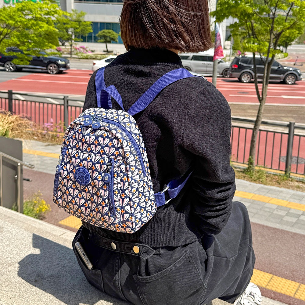 미니 백팩 하트 패턴 캐주얼 직은 배낭 나들이 외출 여행 귀여운 백팩 가방 - 상품 이미지