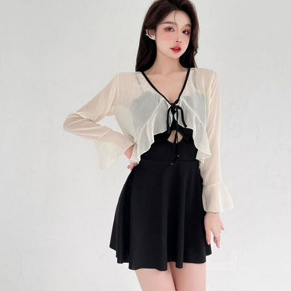 프릴 비치 가디건 쉬폰 시스루 비치 가디건 리조트 여름 - 상품 이미지