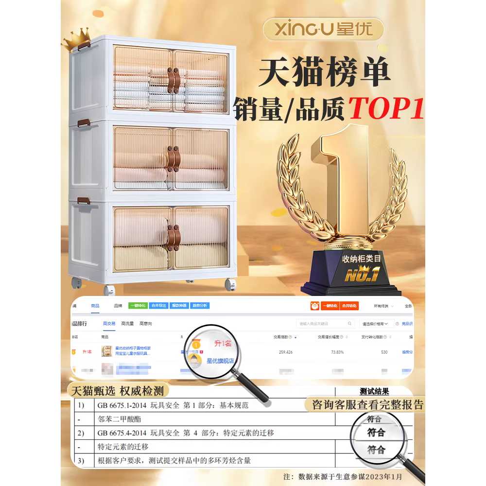 접이식 서랍장 투명 가정용 침실 수납 다용도 사물함 46cm - 상세 이미지 2