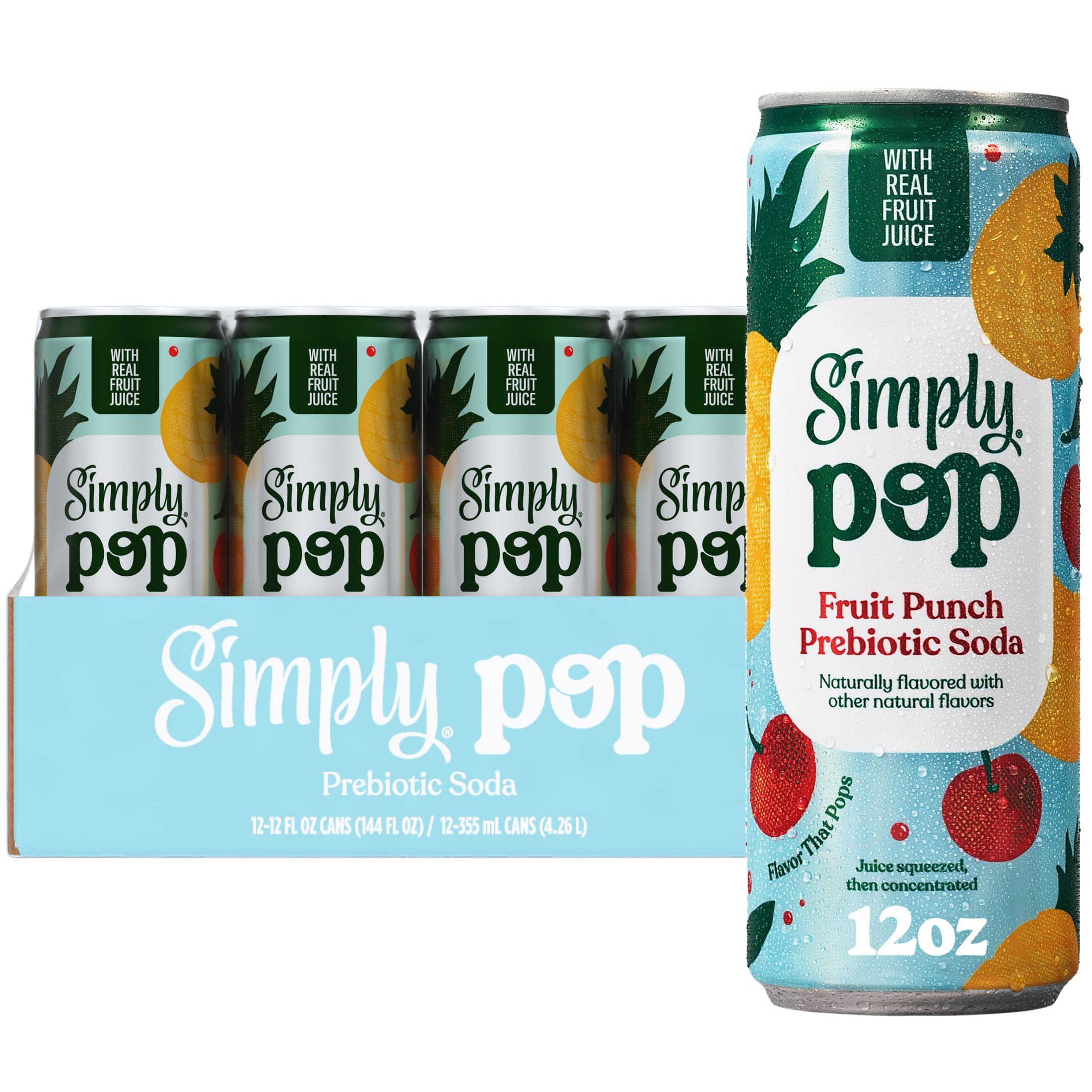 심플팝 프리바이오틱 소다 과일펀치 355ml 12캔 - 상품 이미지