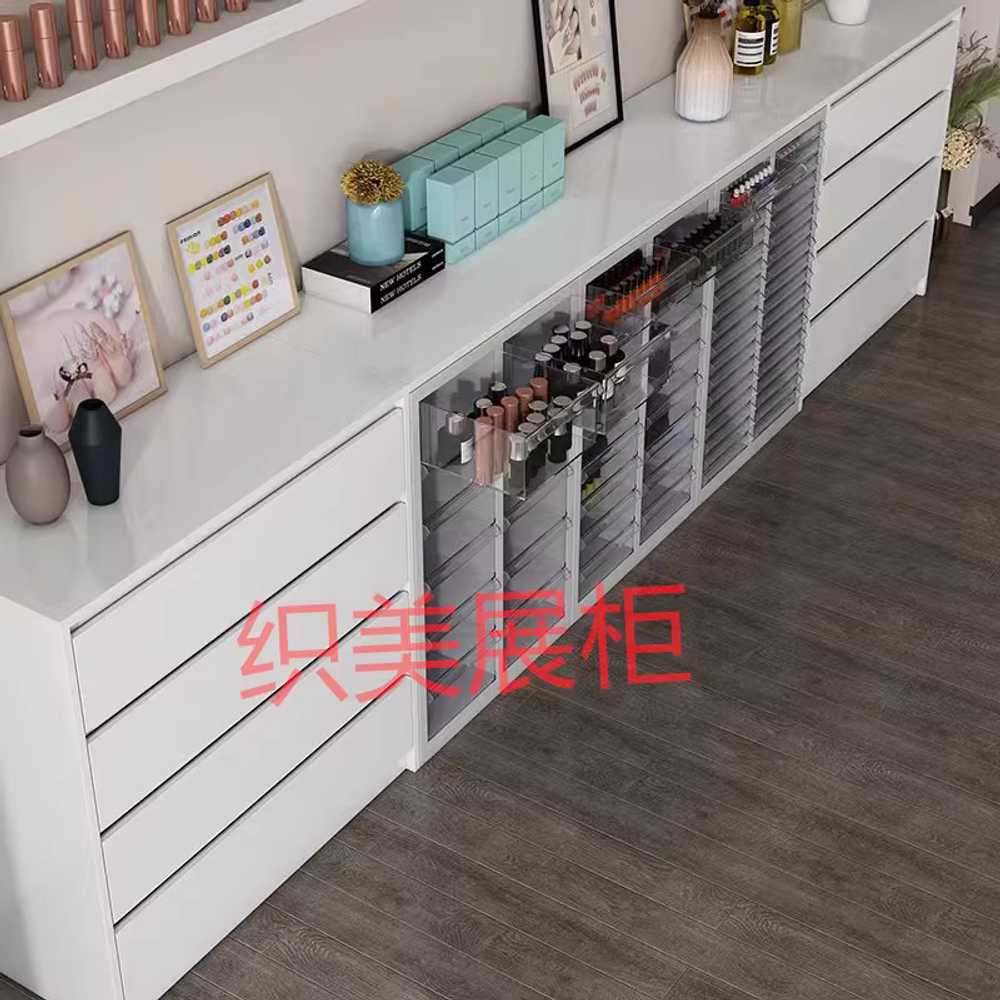 네일 서랍장 정리 뷰티샵 매니큐어 용품 보관 수납장 100cm - 상세 이미지 5