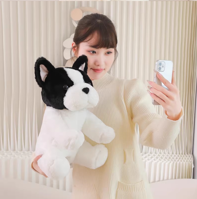 [중고] 중형 보스턴테리어 강아지 인형 쫑긋귀 흑백 배색 인테리어 중형 강아지 봉제인형 - 상세 이미지 2