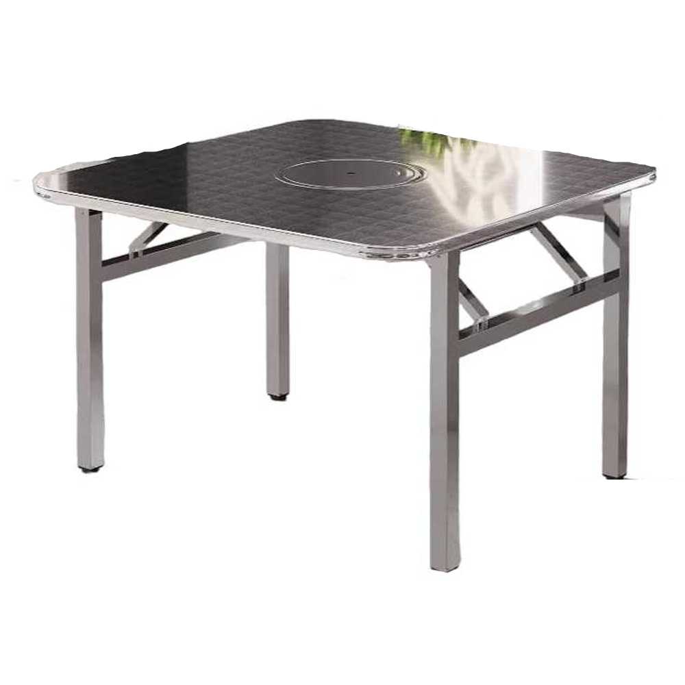 고기집 테이블 접이식 깡통 식탁 불판 원형 삼겹살 80cm 압화면 테이블+덮개 - 상품 이미지