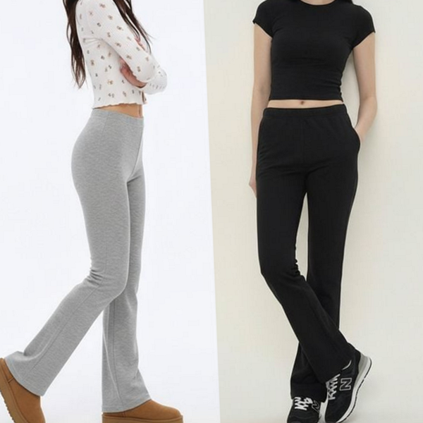 트레이닝 여성 부츠컷 레깅스 데일리 여성 골지 레깅스 스판 하이 - 상품 이미지