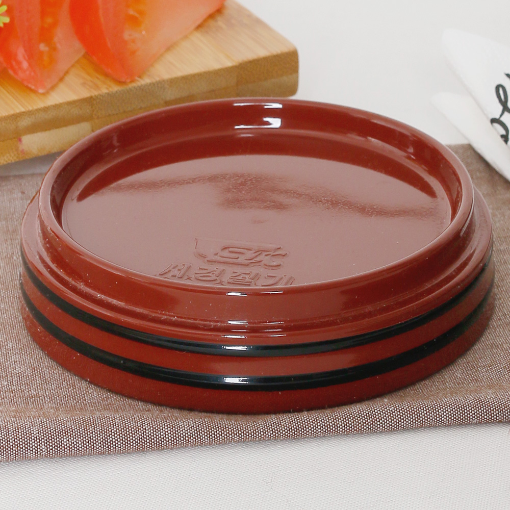 서경 칠기 멜라민 그릇 일식 단무지 반찬 소바 모밀 접시 9.4cm, 라인레드 - 상세 이미지 3