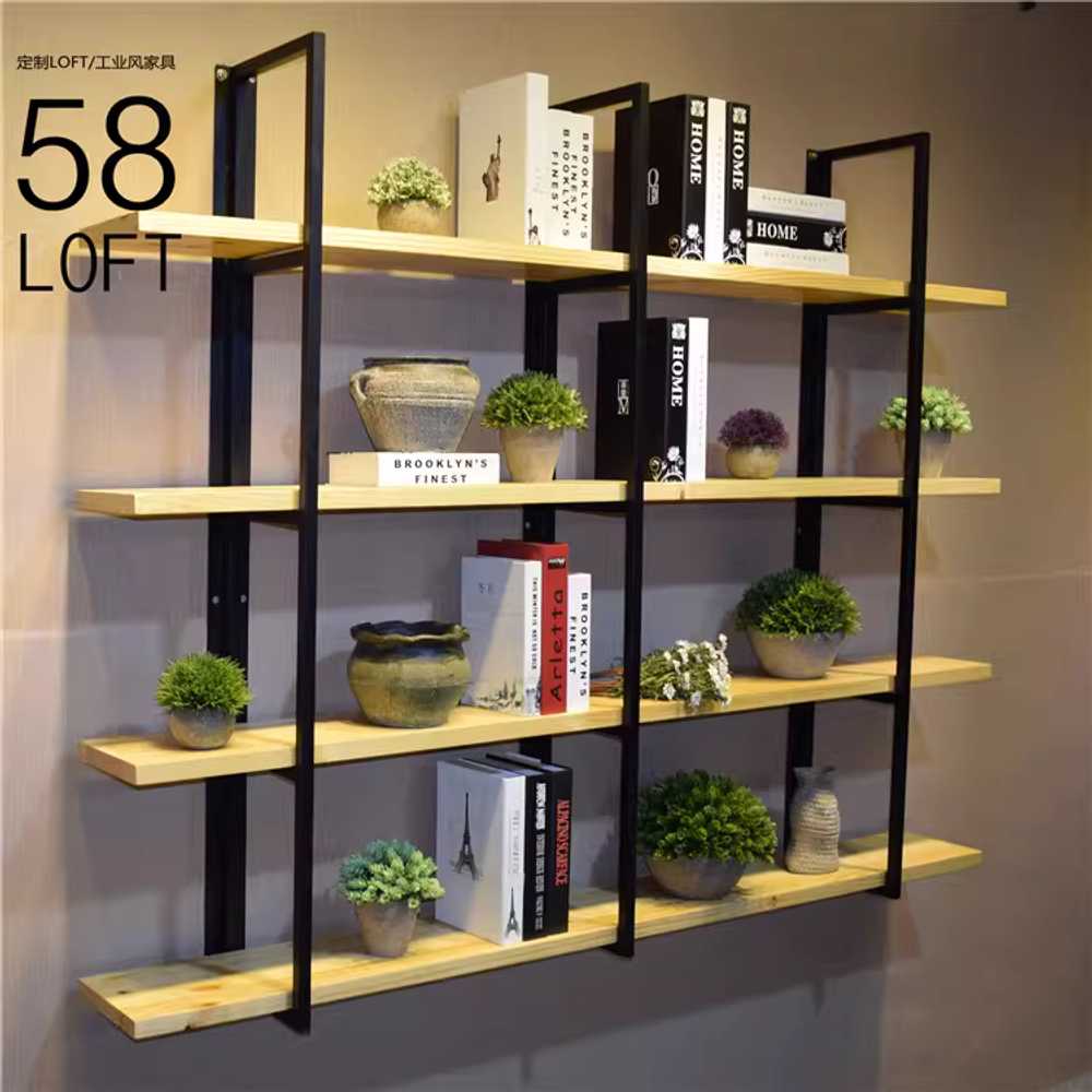 철제 나무 선반 로프트 레스토랑 북카페 장식품 수납장 80x25x60 - 상세 이미지 4