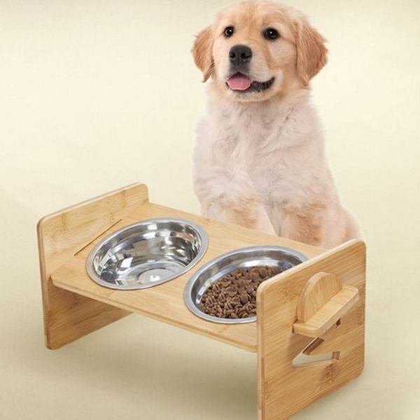 스테인리스 강아지 식기 더블 고양이 식기 반려동물 밥그릇 물그릇 조절 - 상품 이미지