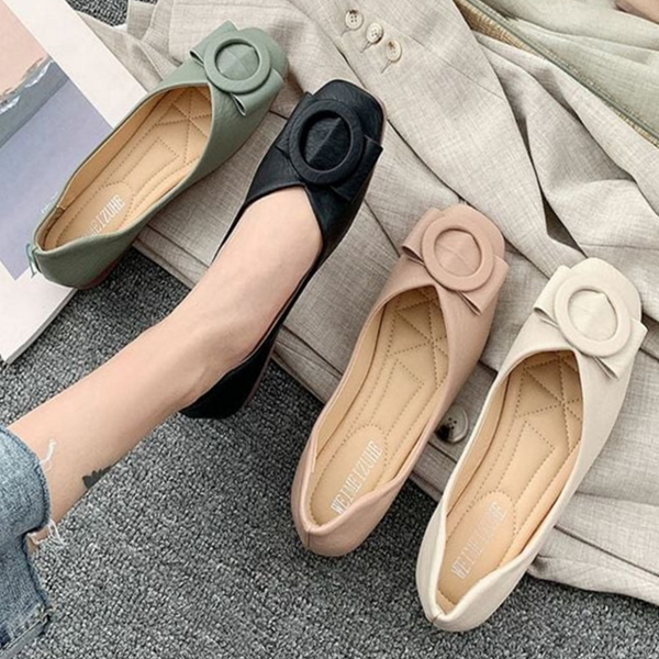 발레리나 여성 플랫 슈즈 스퀘어 기본 플랫 캐주얼슈즈 - 상품 이미지
