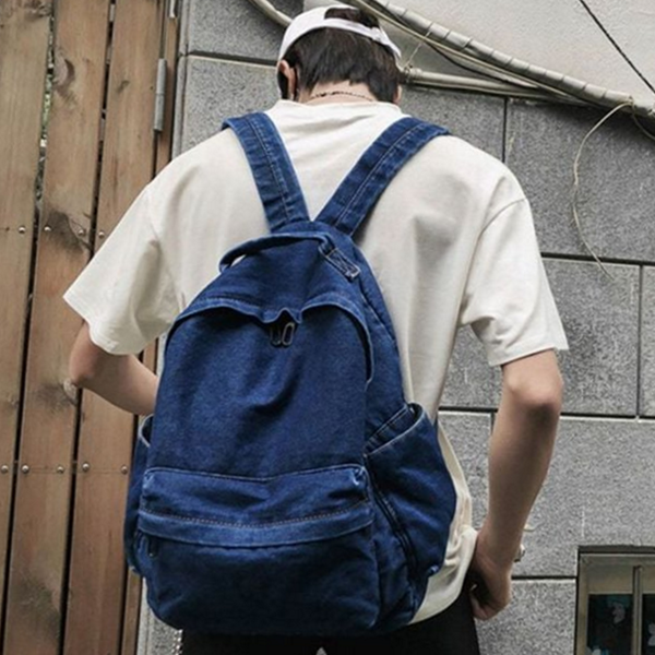 패션 학생 데님 백팩 여성 캐주얼 데님 책가방 - 상품 이미지