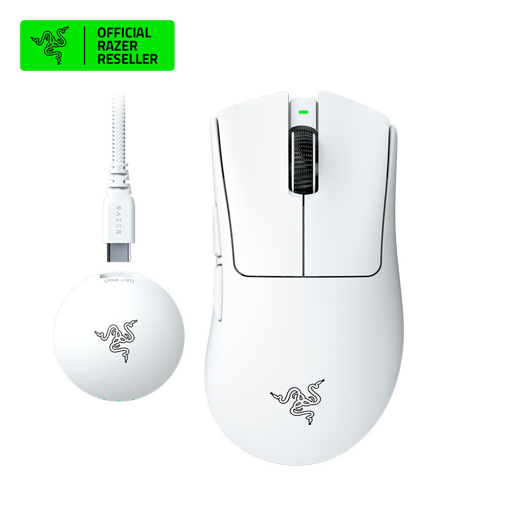 [라이브혜택가 21만] 레이저코리아 DeathAdder V4 Pro e스포츠 무선 게이밍 마우스 화이트 - 상품 이미지